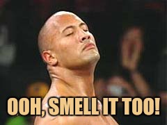 The Rock Smelling | OOH, SMELL IT TOO! | image tagged in the rock smelling | made w/ Imgflip meme maker