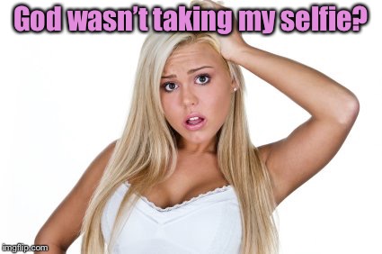 Dumb Blonde | God wasn’t taking my selfie? | image tagged in dumb blonde | made w/ Imgflip meme maker