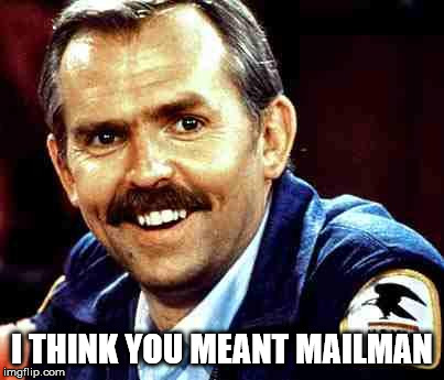 mailman | I THINK YOU MEANT MAILMAN | image tagged in mailman | made w/ Imgflip meme maker