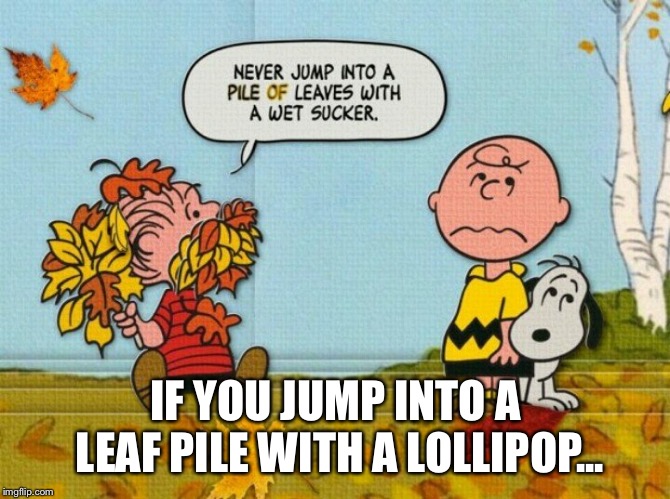 IF YOU JUMP INTO A LEAF PILE WITH A LOLLIPOP... | made w/ Imgflip meme maker