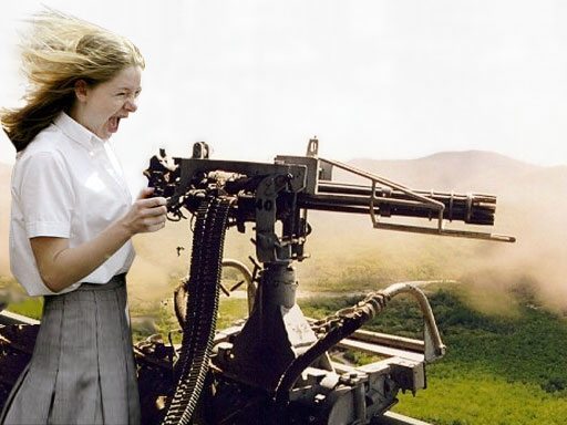 Machine Gun Girl Blank Meme Template