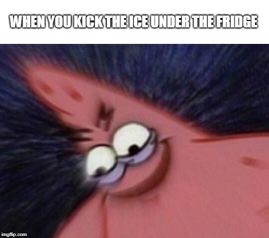 Savage Patrick Blur | WHEN YOU KICK THE ICE UNDER THE FRIDGE | image tagged in savage patrick blur | made w/ Imgflip meme maker