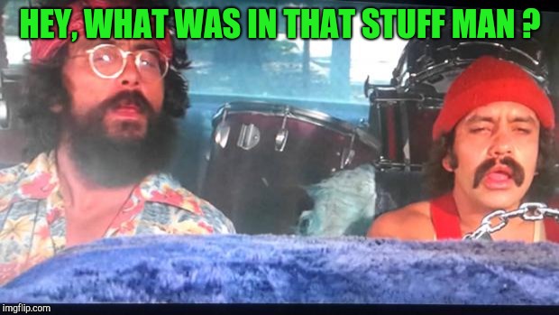 cheech and chong | HEY, WHAT WAS IN THAT STUFF MAN ? | image tagged in cheech and chong | made w/ Imgflip meme maker
