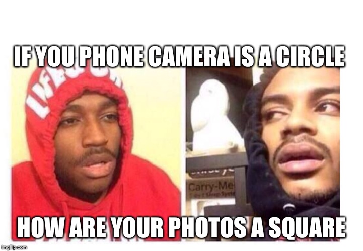 Hits blunt | IF YOU PHONE CAMERA IS A CIRCLE; HOW ARE YOUR PHOTOS A SQUARE | image tagged in hits blunt | made w/ Imgflip meme maker