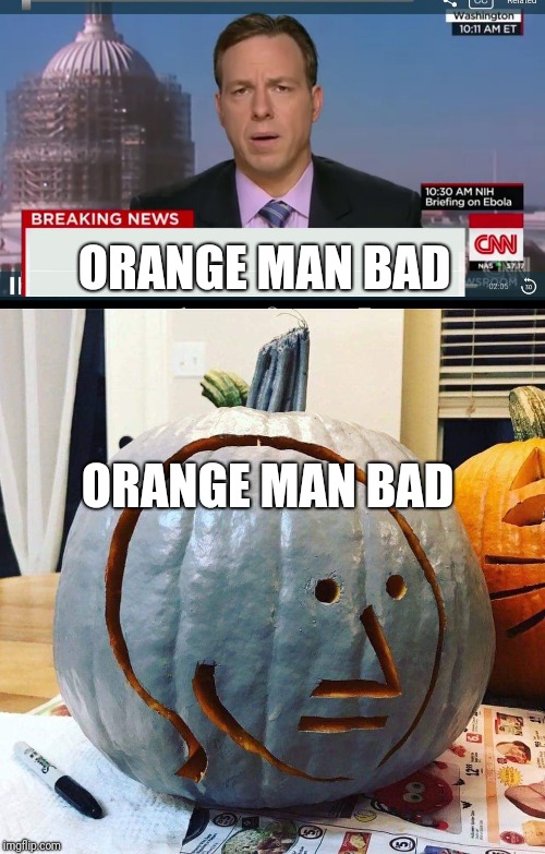 Breaking news from CNN | ORANGE MAN BAD; ORANGE MAN BAD | image tagged in npc,donald trump,political meme | made w/ Imgflip meme maker