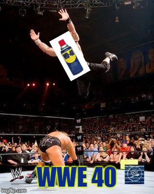 Inspired by something my 7 year old said over the weekend while I was using WD40 | WWE 40 | image tagged in wwe,wd40,wtf,memes | made w/ Imgflip meme maker
