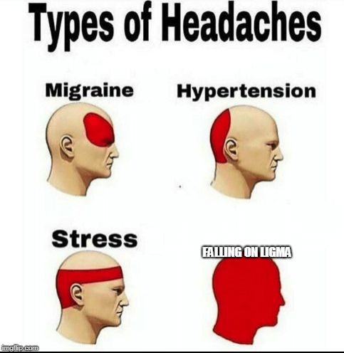 Types of Headaches meme | FALLING ON LIGMA | image tagged in types of headaches meme | made w/ Imgflip meme maker