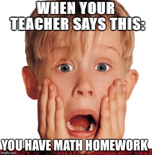 WHEN YOUR TEACHER SAYS THIS:; YOU HAVE MATH HOMEWORK | image tagged in y u no | made w/ Imgflip meme maker