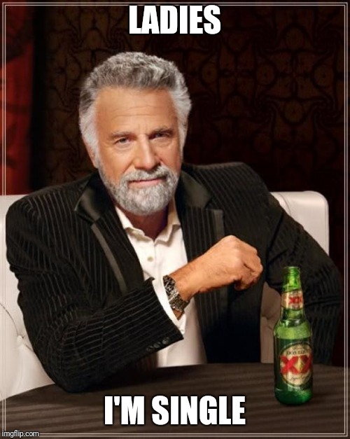 The Most Interesting Man In The World | LADIES; I'M SINGLE | image tagged in memes,the most interesting man in the world | made w/ Imgflip meme maker