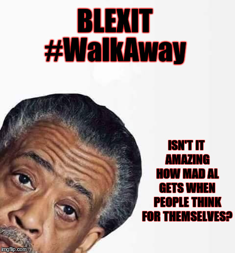 Al Sharpton  | BLEXIT; #WalkAway; ISN'T IT AMAZING HOW MAD AL GETS WHEN PEOPLE THINK FOR THEMSELVES? | image tagged in al sharpton | made w/ Imgflip meme maker