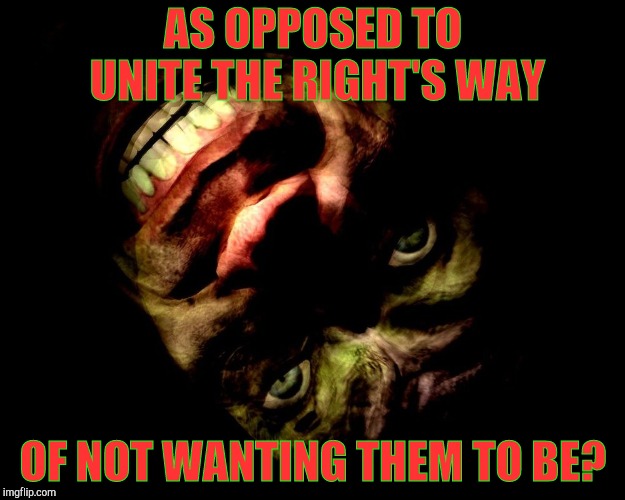 . | AS OPPOSED TO UNITE THE RIGHT'S WAY OF NOT WANTING THEM TO BE? | image tagged in g-man from half-life | made w/ Imgflip meme maker