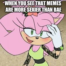 WHEN YOU SEE THAT MEMES ARE MORE SEXIER THAN BAE | image tagged in sonamy boom child | made w/ Imgflip meme maker