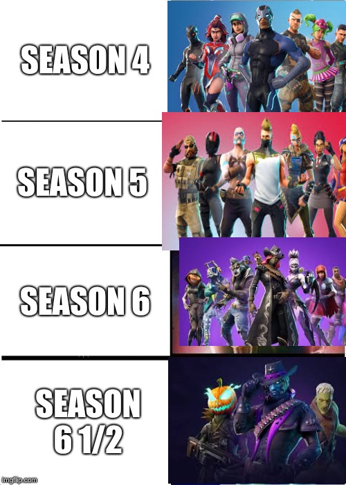 Expanding Brain | SEASON 4; SEASON 5; SEASON 6; SEASON 6 1/2 | image tagged in memes,expanding brain | made w/ Imgflip meme maker