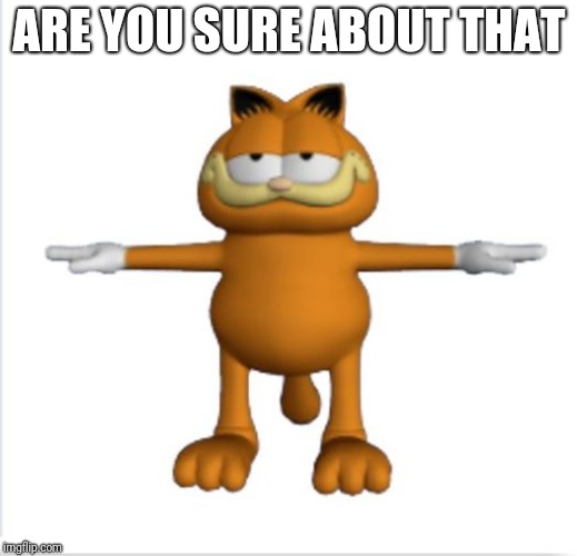 garfield t-pose | ARE YOU SURE ABOUT THAT | image tagged in garfield t-pose | made w/ Imgflip meme maker