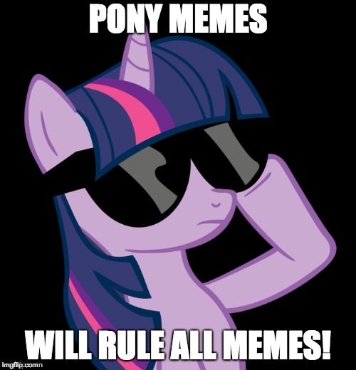 It's gonna happen! | PONY MEMES; WILL RULE ALL MEMES! | image tagged in twilight with shades,memes,ponies,twilight sparkle | made w/ Imgflip meme maker
