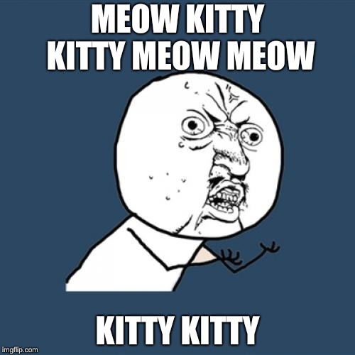 Y U No | MEOW KITTY KITTY MEOW MEOW; KITTY KITTY | image tagged in memes,y u no | made w/ Imgflip meme maker
