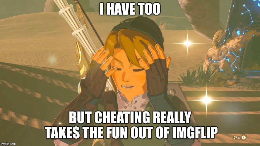 Link WTF | I HAVE TOO BUT CHEATING REALLY TAKES THE FUN OUT OF IMGFLIP | image tagged in link wtf | made w/ Imgflip meme maker