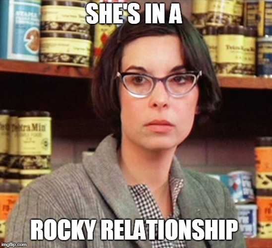 Family Guy inspired | SHE'S IN A; ROCKY RELATIONSHIP | image tagged in adrian rocky,funny,rocky,family guy,movies,memes | made w/ Imgflip meme maker