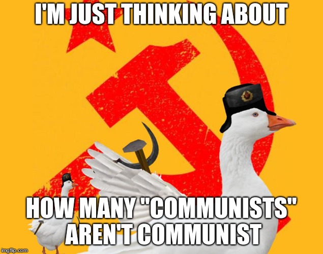 I'M JUST THINKING ABOUT; HOW MANY "COMMUNISTS" AREN'T COMMUNIST | image tagged in soviet gooz | made w/ Imgflip meme maker