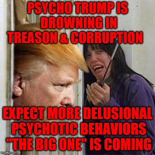 Donald trump here's Donny | PSYCHO TRUMP IS DROWNING IN TREASON & CORRUPTION; EXPECT MORE DELUSIONAL PSYCHOTIC BEHAVIORS "THE BIG ONE" IS COMING | image tagged in donald trump here's donny | made w/ Imgflip meme maker