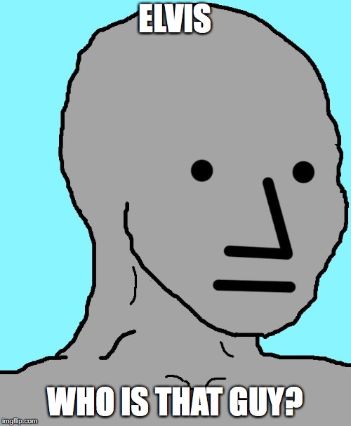 NPC Meme | ELVIS WHO IS THAT GUY? | image tagged in npc | made w/ Imgflip meme maker