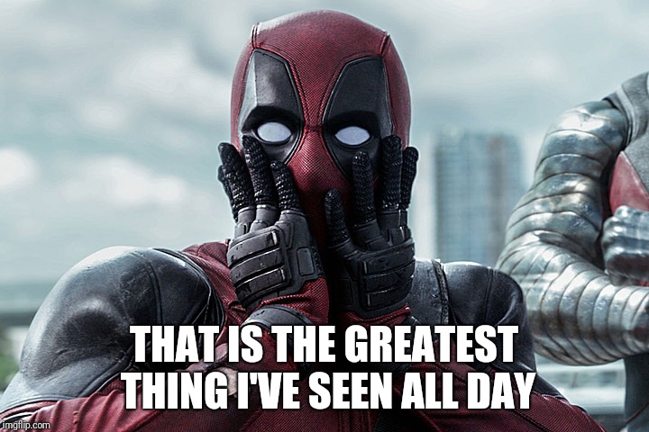 Deadpool - Gasp | THAT IS THE GREATEST THING I'VE SEEN ALL DAY | image tagged in deadpool - gasp | made w/ Imgflip meme maker