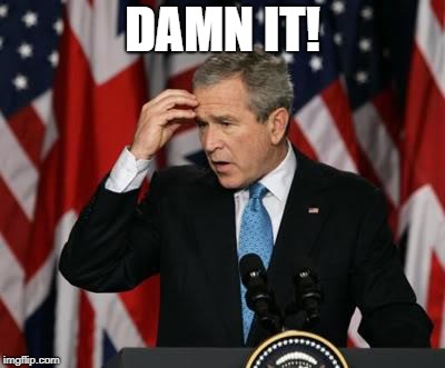 George w Bush | DAMN IT! | image tagged in george w bush | made w/ Imgflip meme maker