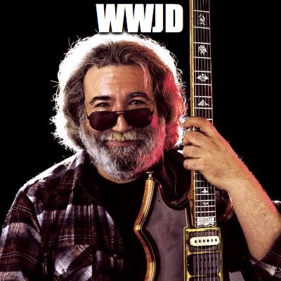 What would Jerry do? | WWJD | image tagged in jerry garcia,grateful dead | made w/ Imgflip meme maker