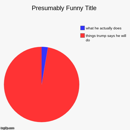 things trump says he will do, what he actually does | image tagged in funny,pie charts | made w/ Imgflip chart maker