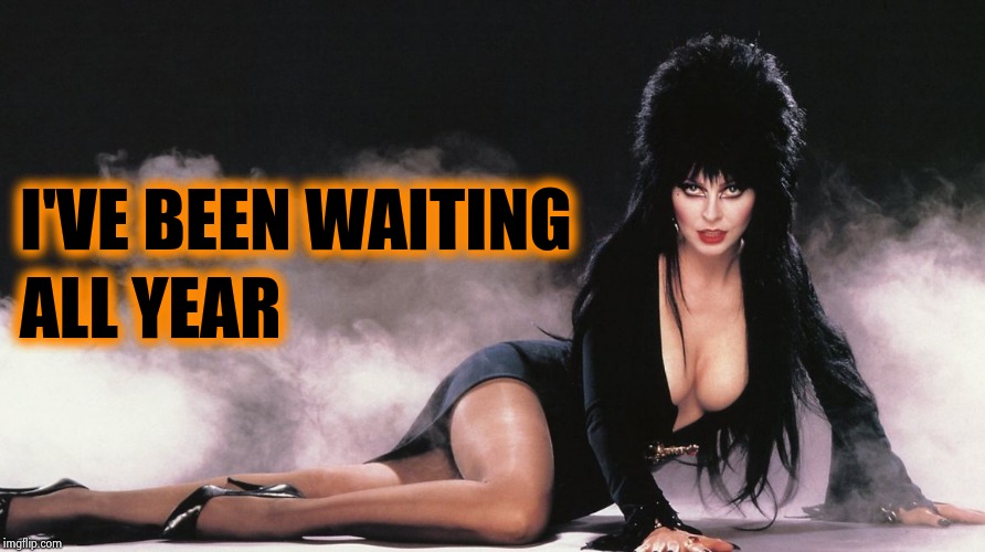 Elvira | I'VE BEEN WAITING ALL YEAR | image tagged in elvira | made w/ Imgflip meme maker