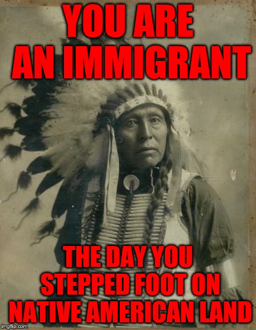 Indian illegal immigration | YOU ARE AN IMMIGRANT; THE DAY YOU STEPPED FOOT ON NATIVE AMERICAN LAND | image tagged in indian illegal immigration | made w/ Imgflip meme maker