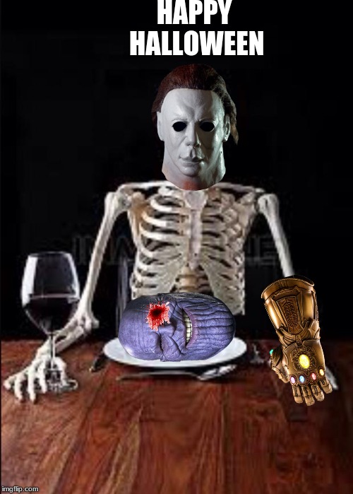 Impatient skeleton  | HAPPY HALLOWEEN | image tagged in impatient skeleton | made w/ Imgflip meme maker