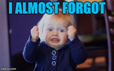 excited kid | I ALMOST FORGOT | image tagged in excited kid | made w/ Imgflip meme maker