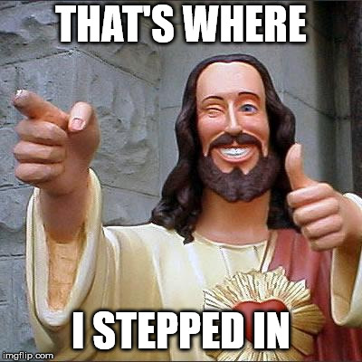 Buddy Christ Meme | THAT'S WHERE I STEPPED IN | image tagged in memes,buddy christ | made w/ Imgflip meme maker