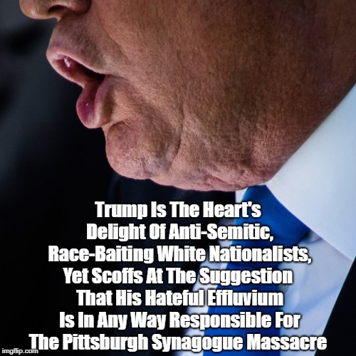 Trump Is The Heart's Delight Of Anti-Semitic, Race-Baiting White Nationalists, Yet Scoffs At The Suggestion That His Hateful Effluvium Is In | made w/ Imgflip meme maker