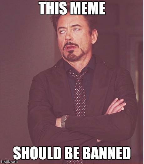 Face You Make Robert Downey Jr Meme | THIS MEME; SHOULD BE BANNED | image tagged in memes,face you make robert downey jr | made w/ Imgflip meme maker