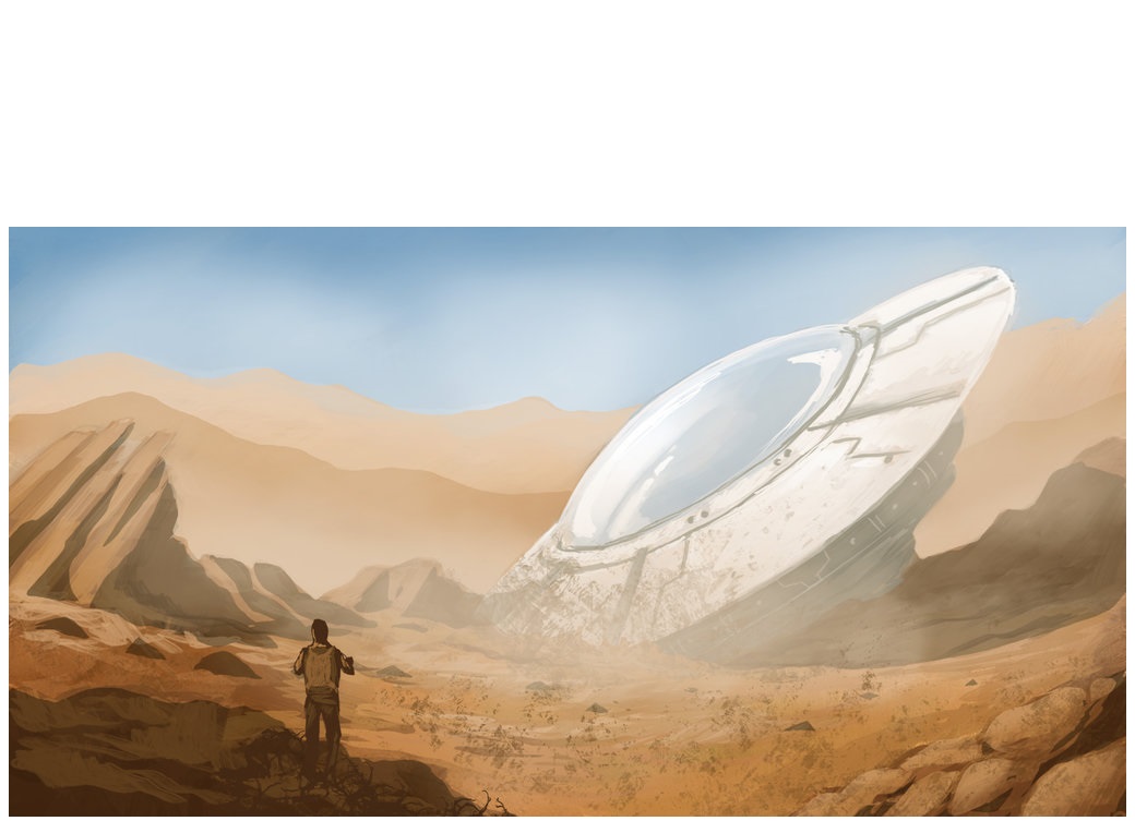 High Quality CRASHED UFO IN THE DESERT "FLYING SAUCER" BLANK Blank Meme Template