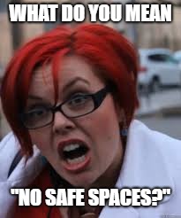 SJW Triggered | WHAT DO YOU MEAN; "NO SAFE SPACES?" | image tagged in sjw triggered | made w/ Imgflip meme maker