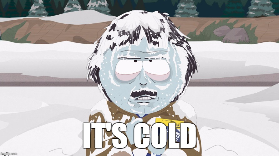 it's cold | IT'S COLD | image tagged in randy marsh frozen,randy marsh,the shining,the shining winter | made w/ Imgflip meme maker
