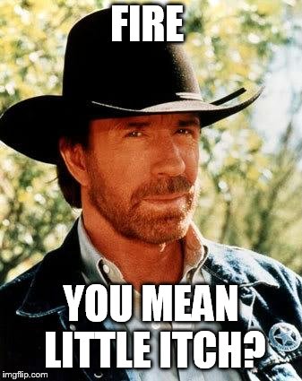 Chuck Norris Meme | FIRE YOU MEAN LITTLE ITCH? | image tagged in memes,chuck norris | made w/ Imgflip meme maker