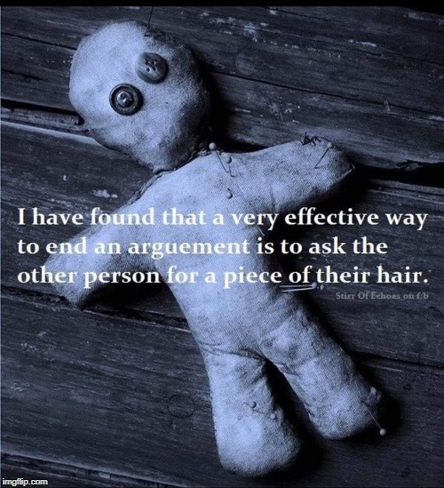 Arguing | image tagged in hair,voodoo | made w/ Imgflip meme maker