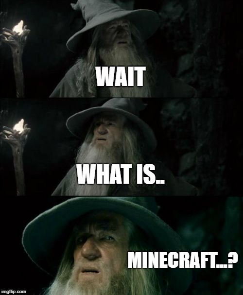Confused Gandalf Meme | WAIT; WHAT IS.. MINECRAFT...? | image tagged in memes,confused gandalf | made w/ Imgflip meme maker