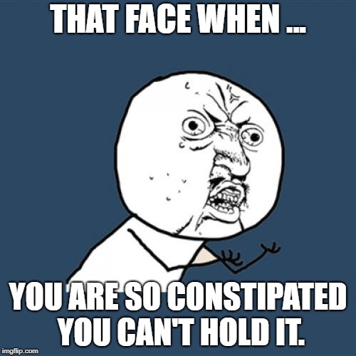 Y U No | THAT FACE WHEN ... YOU ARE SO CONSTIPATED YOU CAN'T HOLD IT. | image tagged in memes,y u no | made w/ Imgflip meme maker