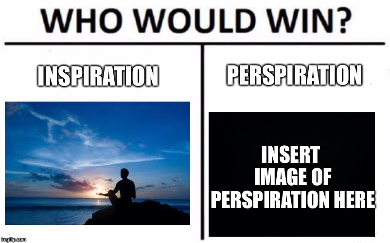 Who Would Win? Meme | INSPIRATION PERSPIRATION INSERT IMAGE OF PERSPIRATION HERE | image tagged in memes,who would win | made w/ Imgflip meme maker