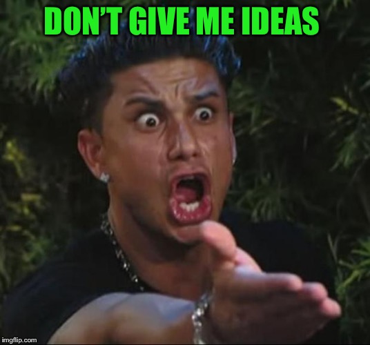DJ Pauly D Meme | DON’T GIVE ME IDEAS | image tagged in memes,dj pauly d | made w/ Imgflip meme maker