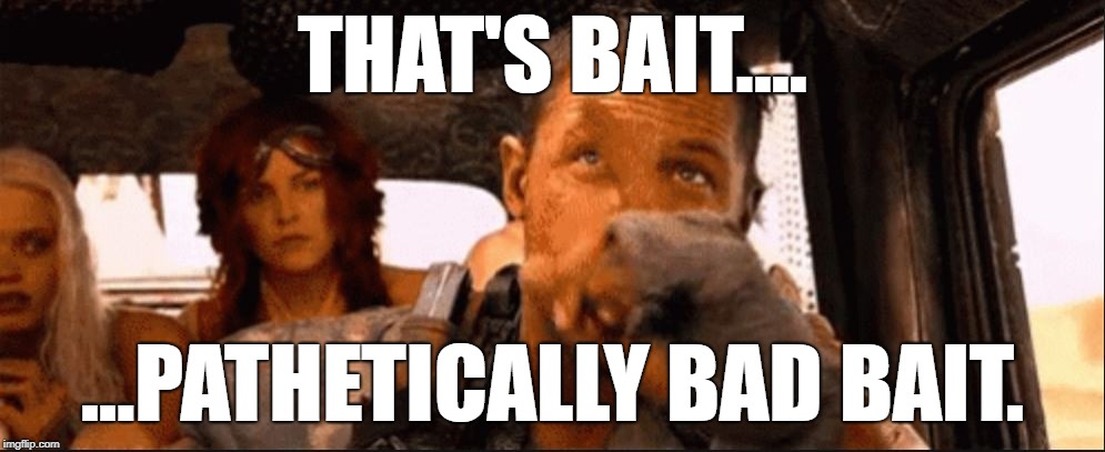 Pathetically bad bait | THAT'S BAIT.... ...PATHETICALLY BAD BAIT. | image tagged in trollbait | made w/ Imgflip meme maker