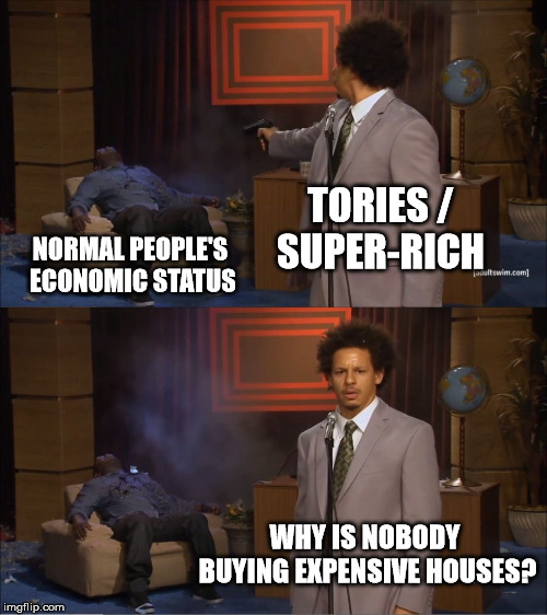 Who Killed Hannibal Meme | TORIES / SUPER-RICH; NORMAL PEOPLE'S ECONOMIC STATUS; WHY IS NOBODY BUYING EXPENSIVE HOUSES? | image tagged in memes,who killed hannibal | made w/ Imgflip meme maker