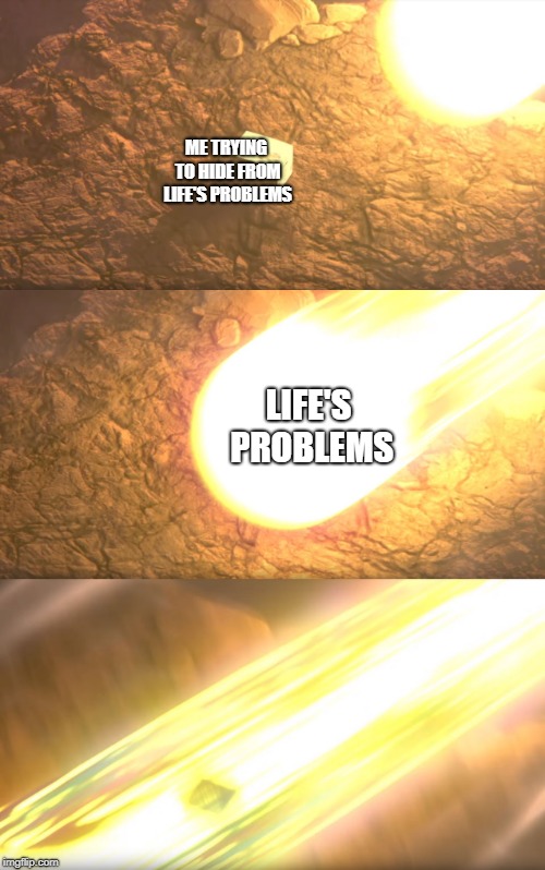 Snake's Final Life's Problems | ME TRYING TO HIDE FROM LIFE'S PROBLEMS; LIFE'S PROBLEMS | image tagged in ultimate,snake,box,light,ray,life's problems | made w/ Imgflip meme maker