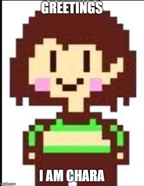 GREETINGS I AM CHARA | image tagged in chara undertale | made w/ Imgflip meme maker