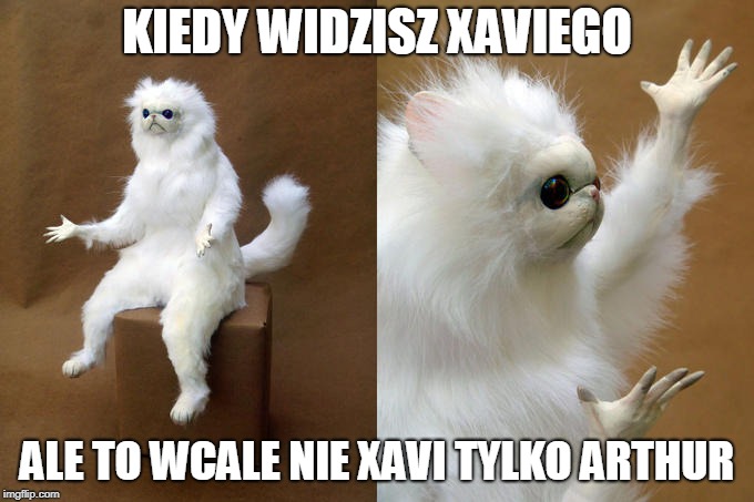 Persian Cat Room Guardian Meme | KIEDY WIDZISZ XAVIEGO; ALE TO WCALE NIE XAVI TYLKO ARTHUR | image tagged in memes,persian cat room guardian | made w/ Imgflip meme maker